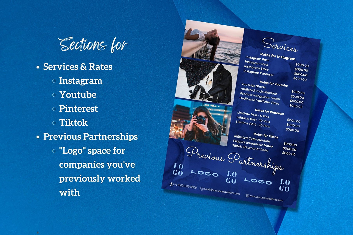 Four Page Media Kit in Navy Blue, a Templates & Theme by ProductiveandFree (Photo 8 of 14)