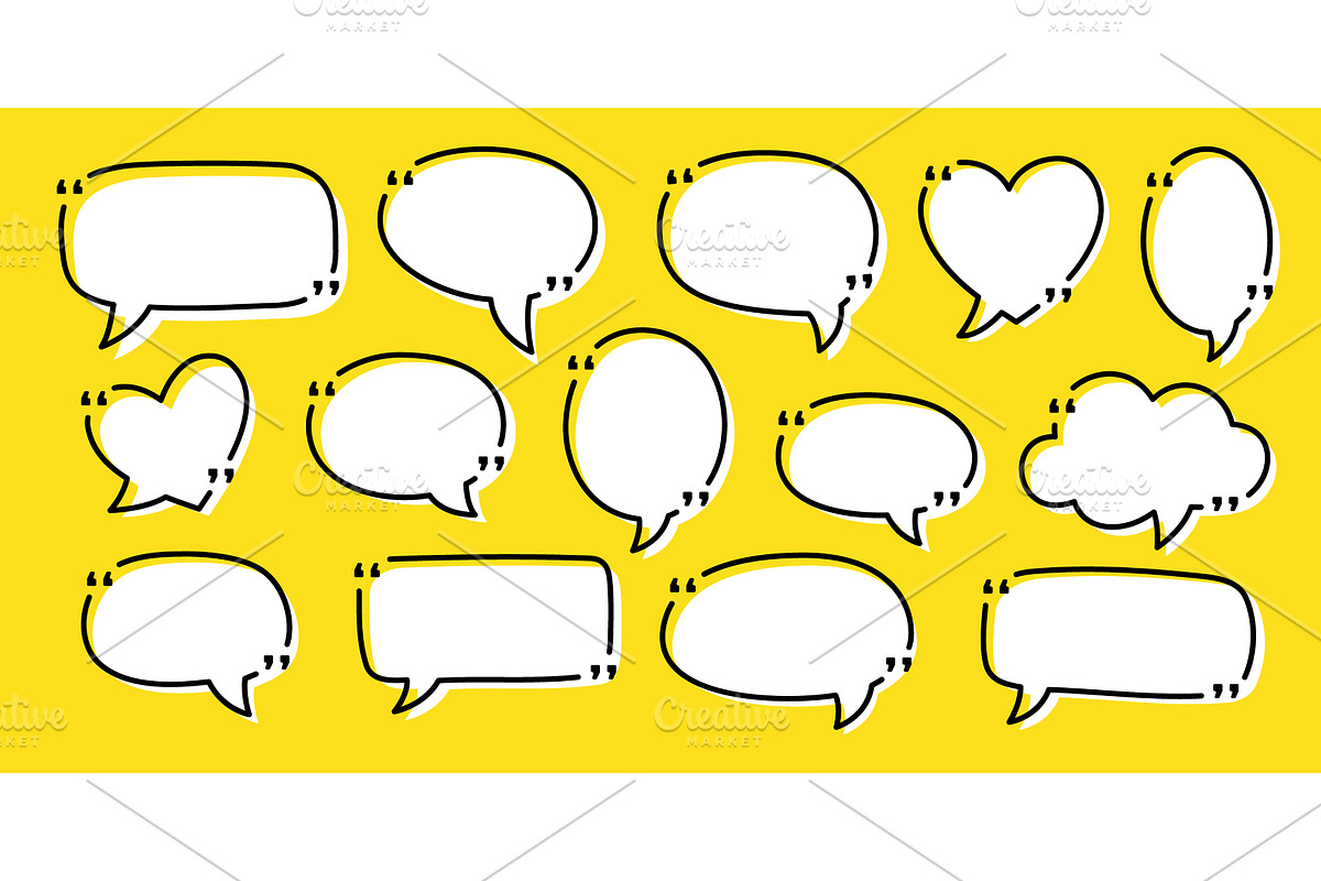 White speech bubbles with quotes, an Object Illustration by GraphiShop