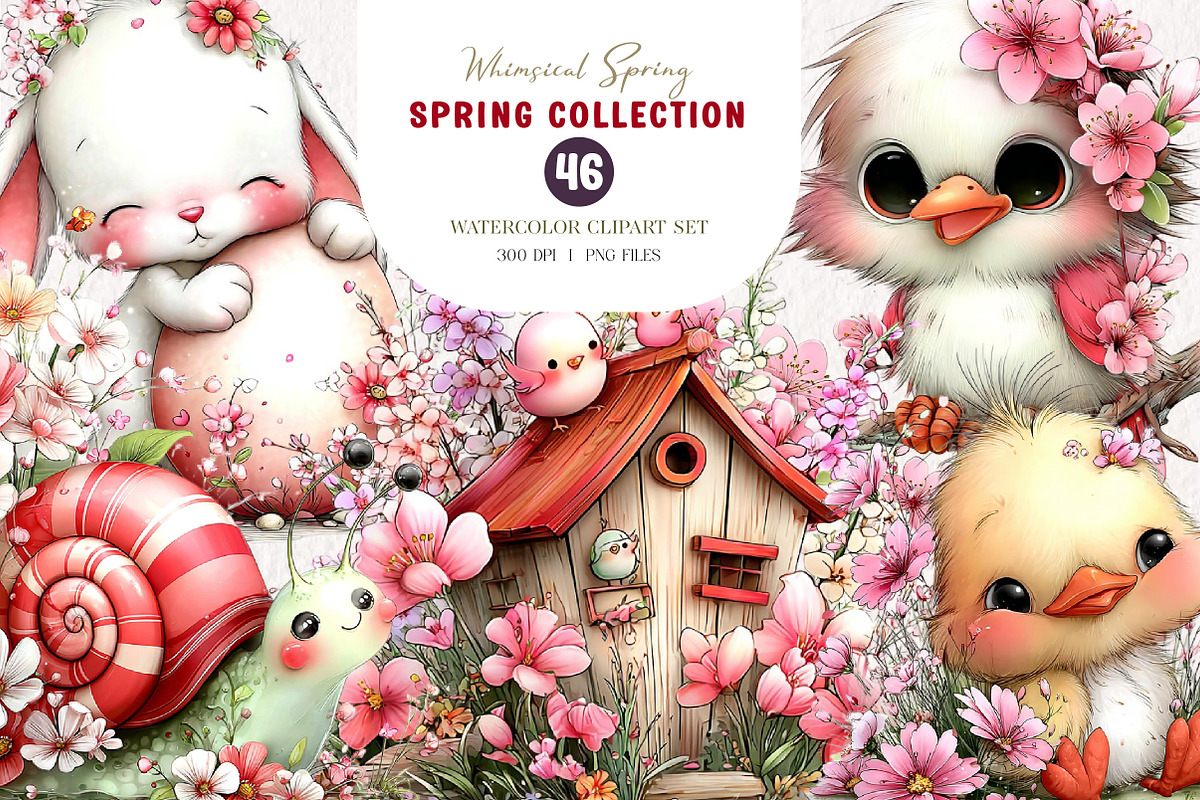 Whimsical Spring Clipart, an Illustration by CreationArt (Photo 1 of 7)