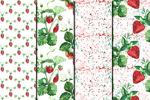 Watercolor Strawberry Patterns