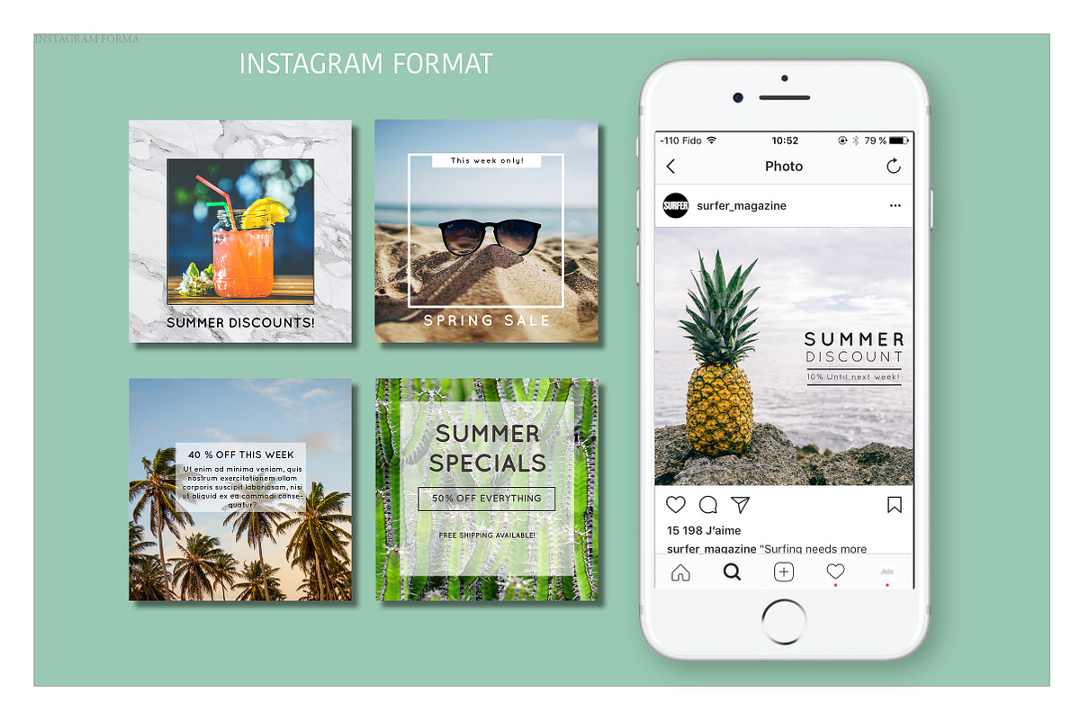 INSTAGRAM TEMPLATE PACK : TROPICAL, a Social Media Template by AtelierCartouche (Photo 5 of 5)