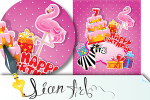 Baby Birthday Card With Flamingo