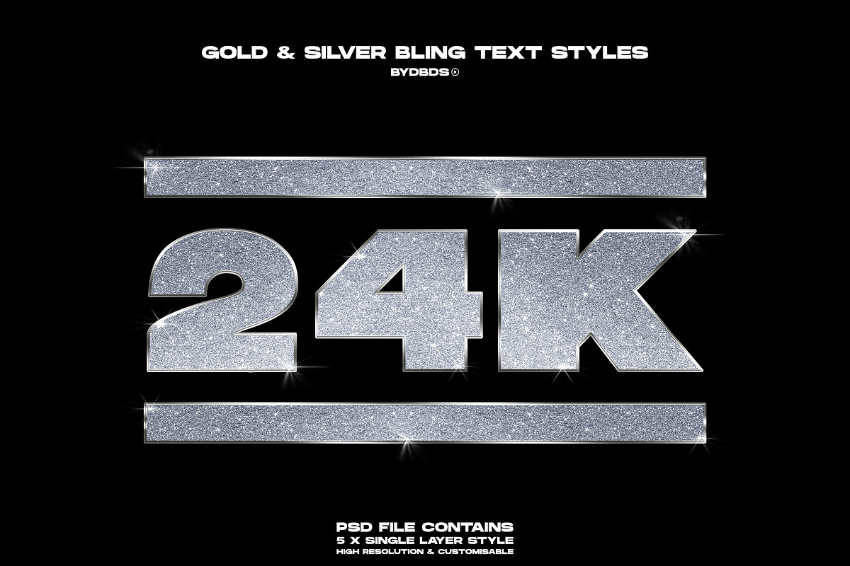 Gold & Diamond 'Bling' Text Styles, a Layer Style Add-On by dbdslondon (Photo 4 of 6)