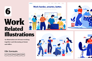 Team Work Related illustration set, an Illustration by Designsushama
