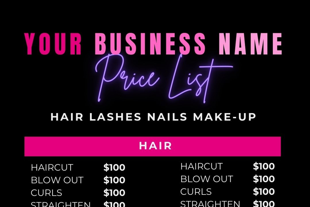 Price List Flyer, Canva Template, a Social Media Template by Cherry Paper Co (Photo 1 of 3)