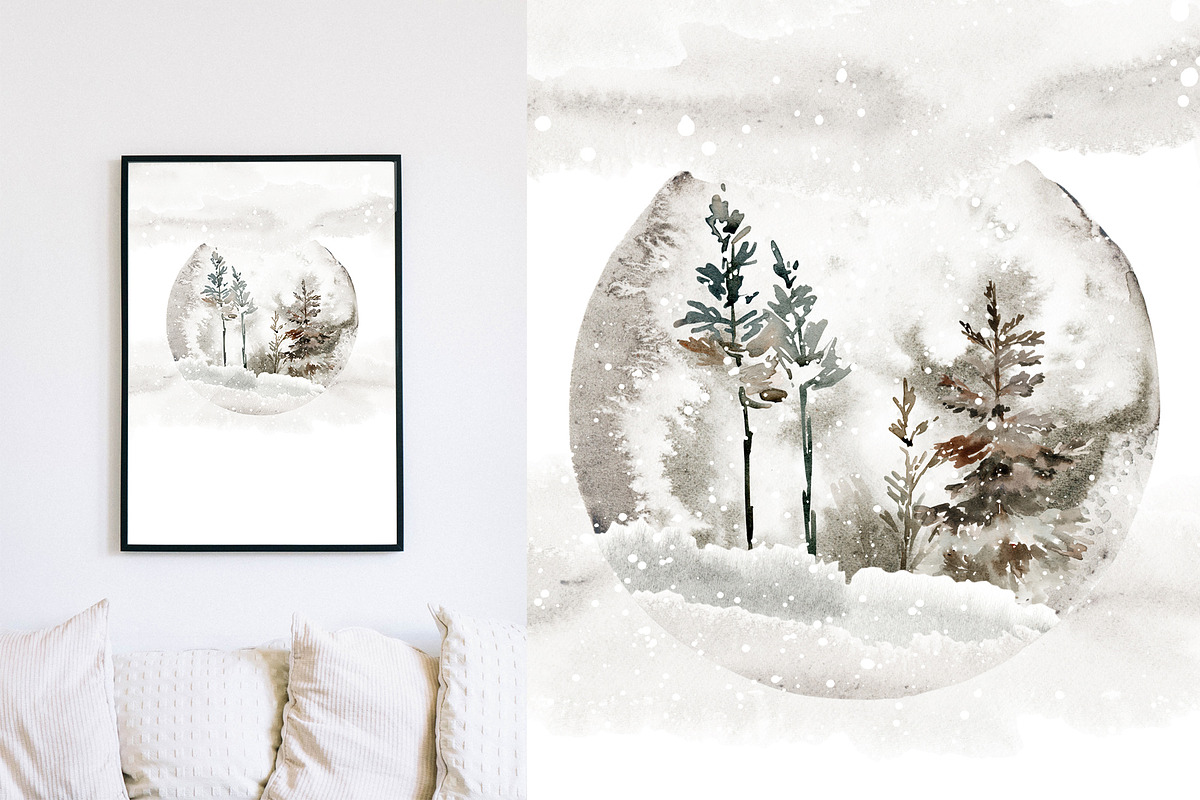 Winter Landscape Watercolour Creator, a Card Template by Karma (Photo 3 of 15)