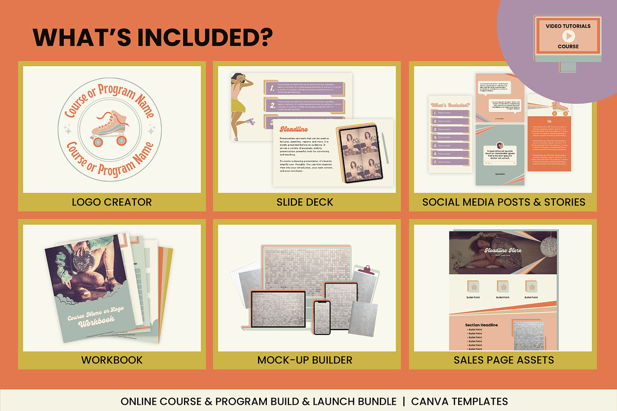 Retro Roller Disco Canva Mega Pack, a Social Media Template by WorkShy Studio (Photo 2 of 24)