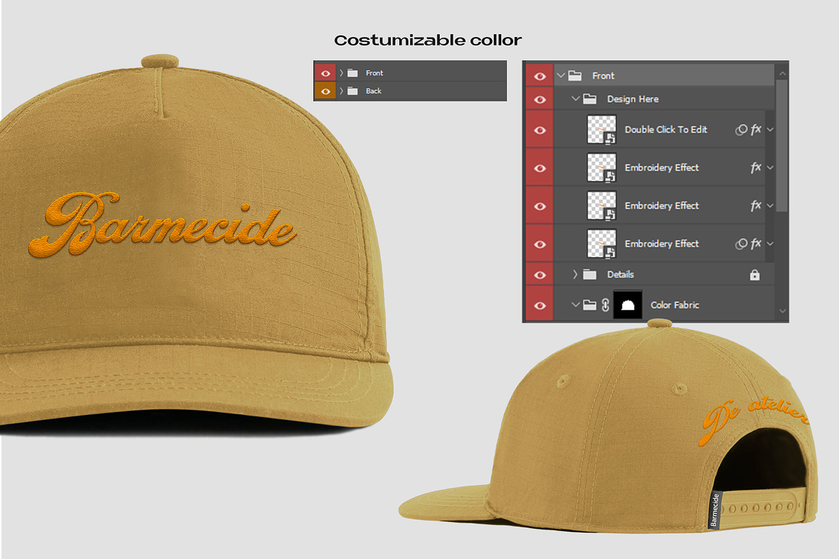 Snapback caps mockup, a Hat Mockup by Barmecide Mockup Studio (Photo 3 of 3)