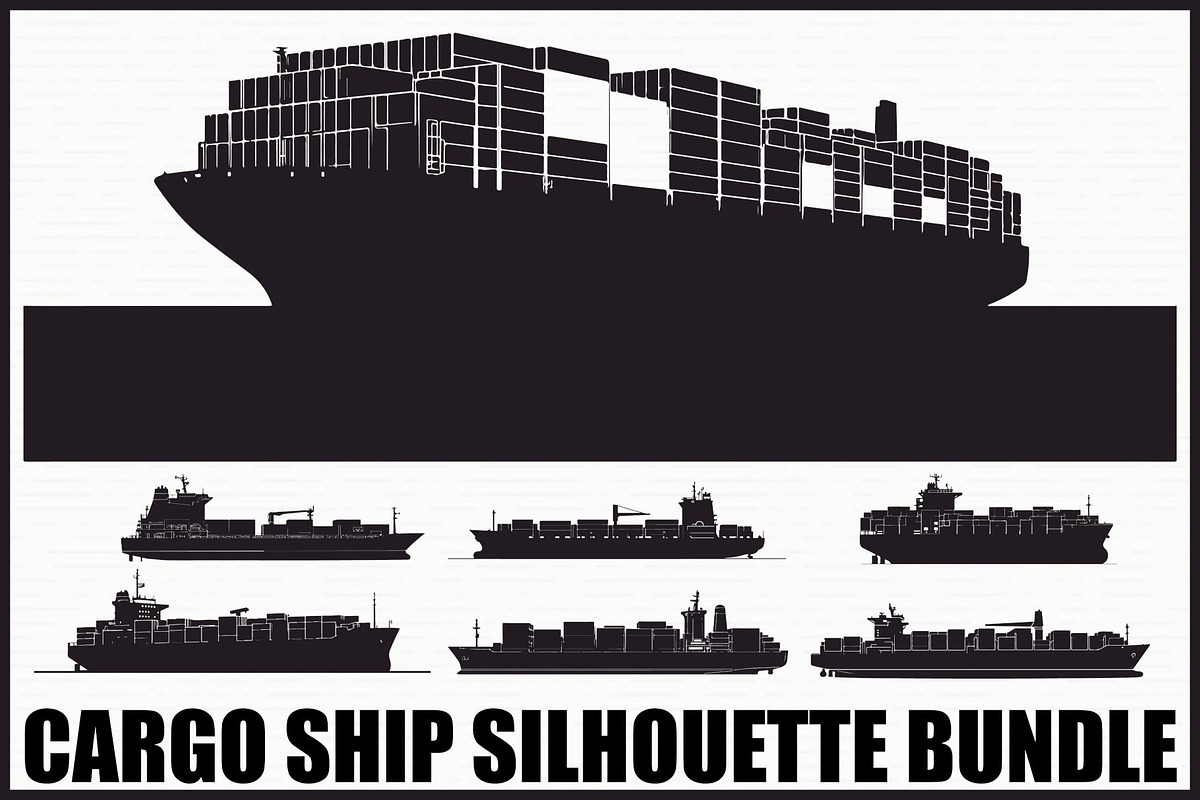 Sailing & Cargo Ship Silhouette Bund, an Illustration by Creativeshirt (Photo 1 of 9)