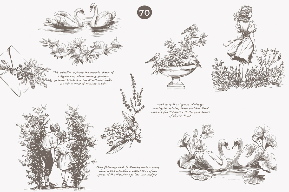 vintage clipart victorian sketch set, a Decorative Illustration by Patishop Art (Photo 8 of 10)