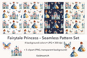 Fairytale Princess Pattern & Clipart, a Person Illustration by GoldmoonUA (Thumbnail 1 of 5)