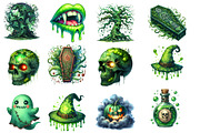 Green Halloween Clipart, an Illustration by SinaCreation (Thumbnail 2 of 5)