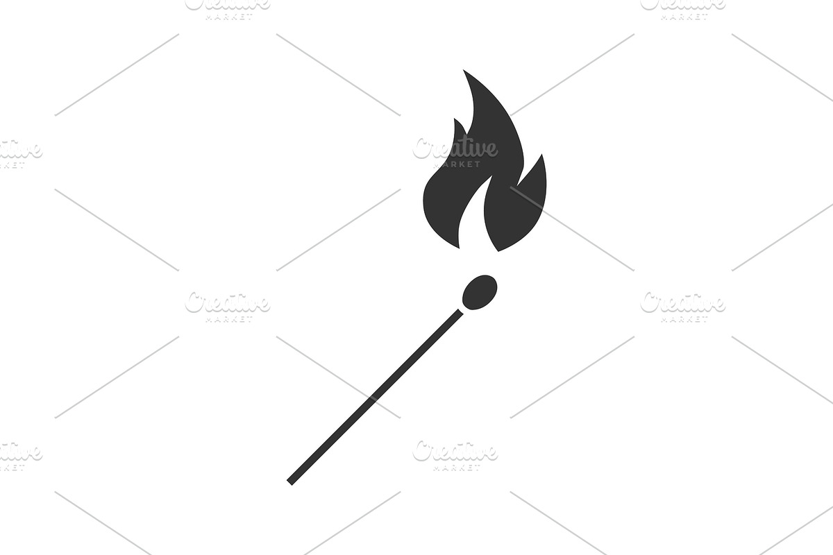 Burning matchstick glyph icon, an Icon by IMG Visuals