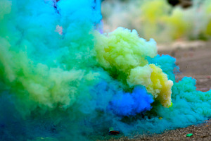 Clouds of brightly colorful smoke