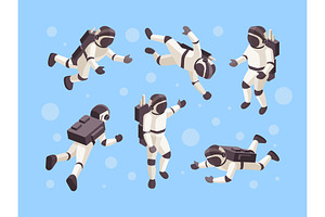 Astronaut Isometric. Cosmo Space