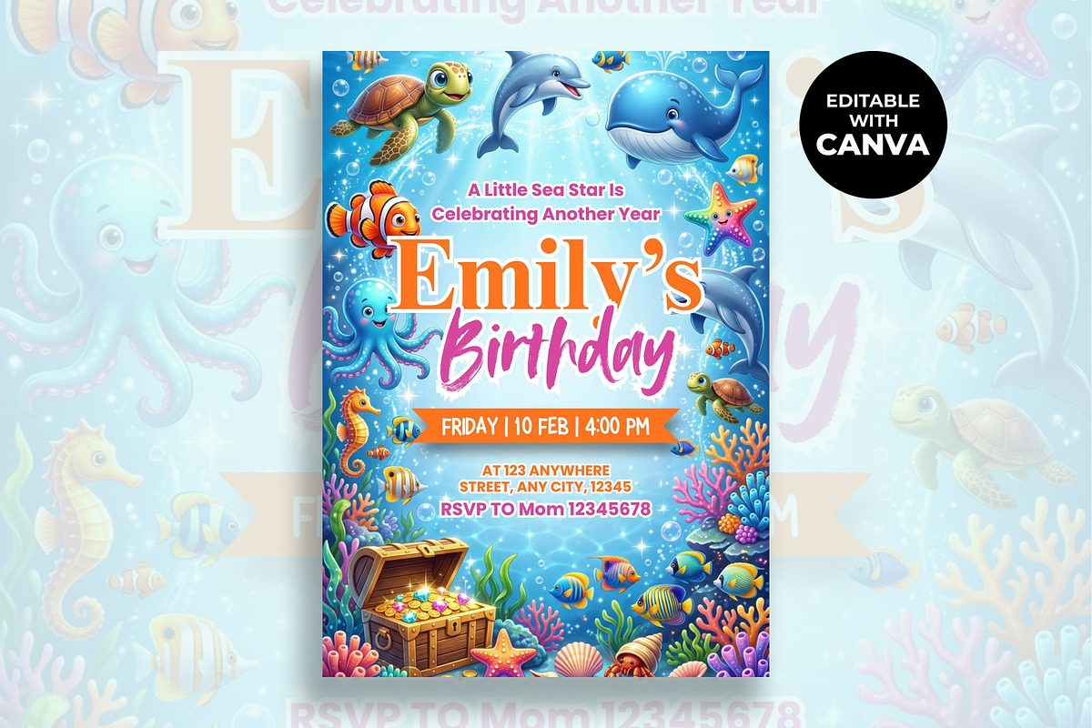 Under the Sea Birthday Invitation, an Invitation Template by M9 Design (Photo 1 of 4)