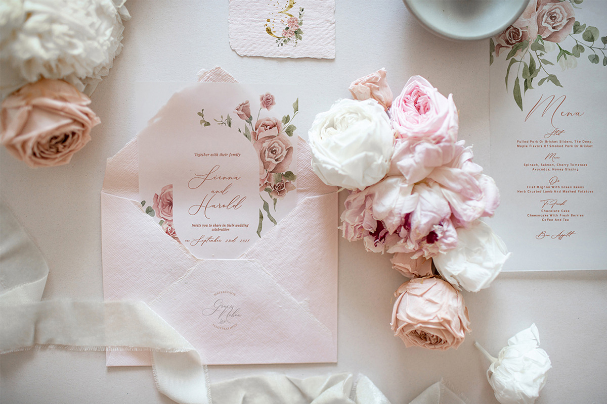 Blush Garden- Watercolor Floral set, a Texture Illustration by Grace Noboa Illustrations (Photo 9 of 10)