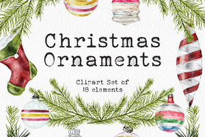 Christmas watercolor clipart set