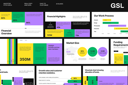 Modern Investor Pitch Deck – GSL, a Presentation Template by Dirtytemp Studio
