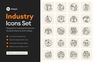 94 Industry Icons, an Outline Icon by Prosymbols