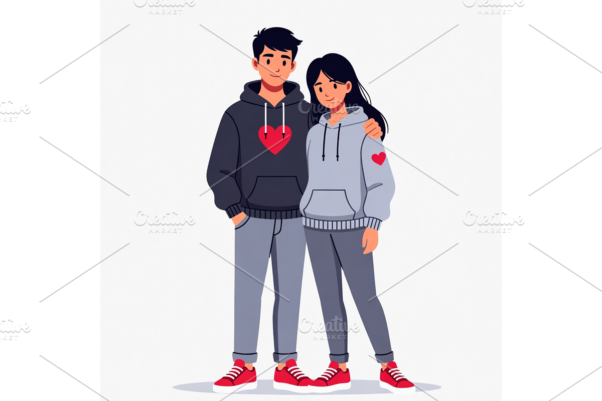 Valentine day couple fashion Clipart, a Seasonal Illustration by Creative design (Photo 4 of 7)