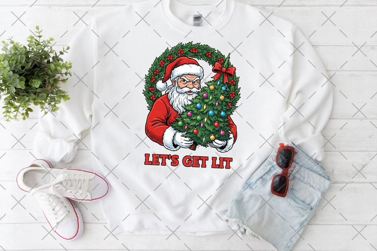 Retro Funny Santa with Tree, an Illustration by Craft Nest (Photo 6 of 6)
