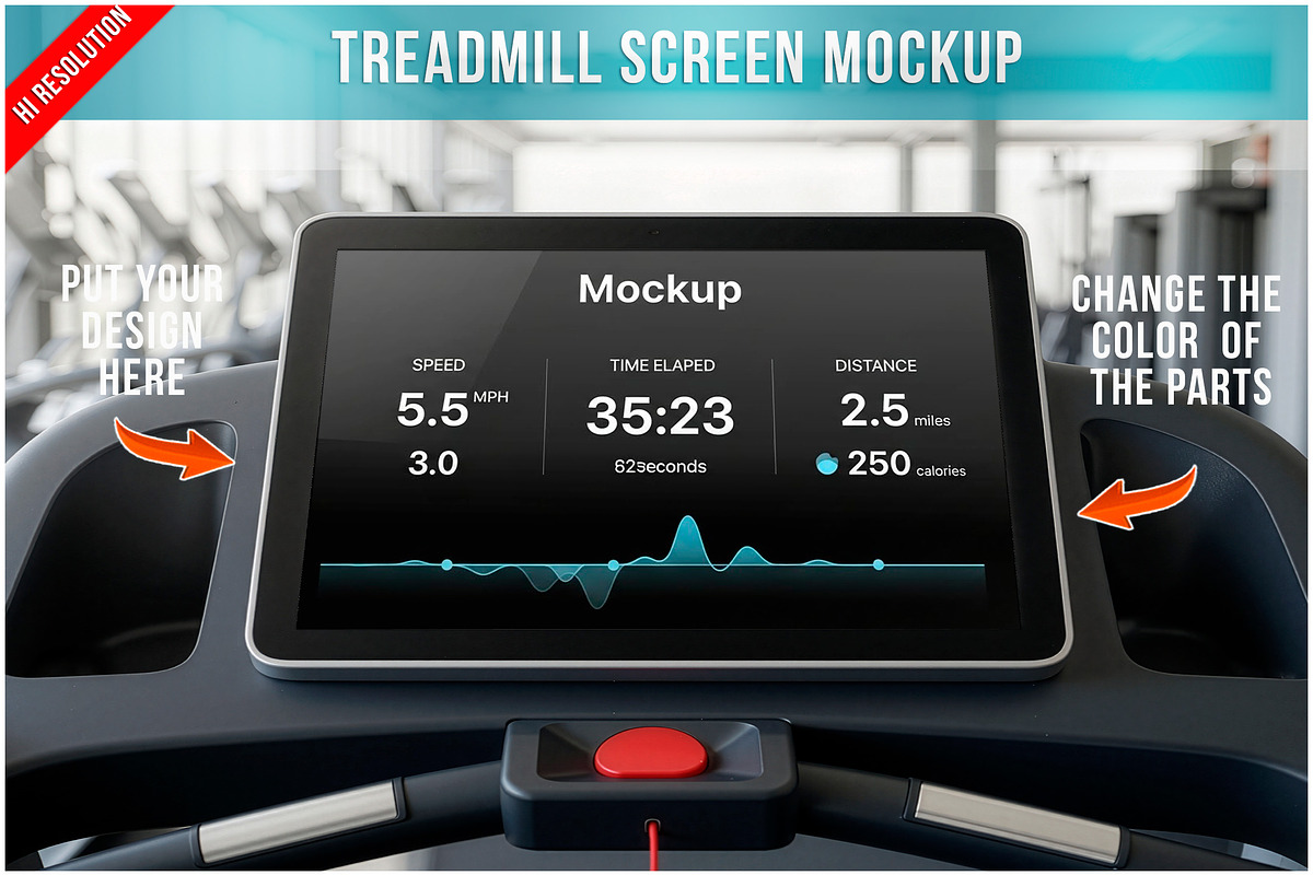 Gym Treadmill Fitness Screen PSD, a Product Mockup by Bruno's Shop (Photo 1 of 3)