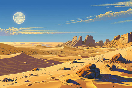 A serene desert environment showcase, a Photo by Tanuart