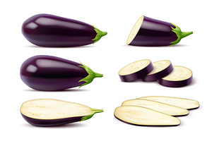 Realistic raw eggplant vegetable, a Food Illustration by Buch&Bee