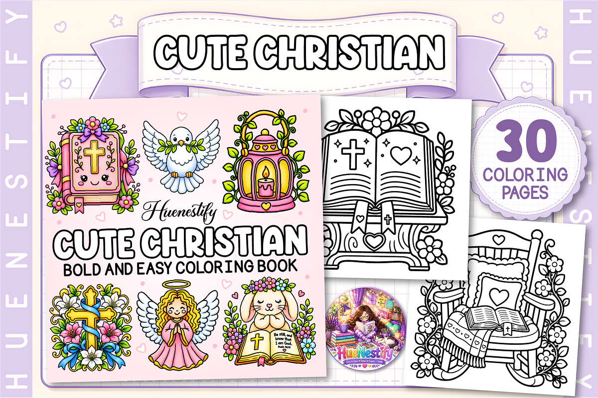 Christian Bold & Easy Coloring Book, a Decorative Illustration by HueNestify (Photo 1 of 4)