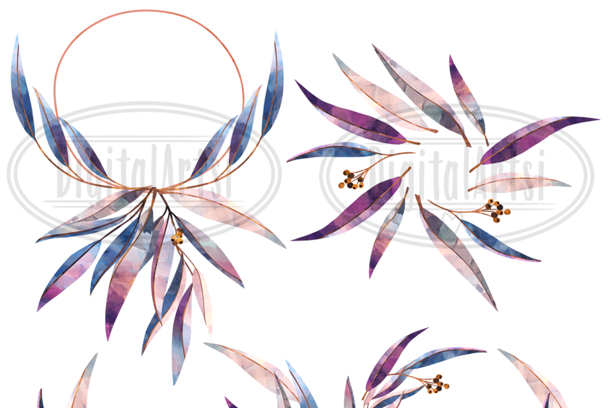 Watercolor Eucalyptus Clipart, an Illustration by DigitalArtsi (Photo 3 of 4)