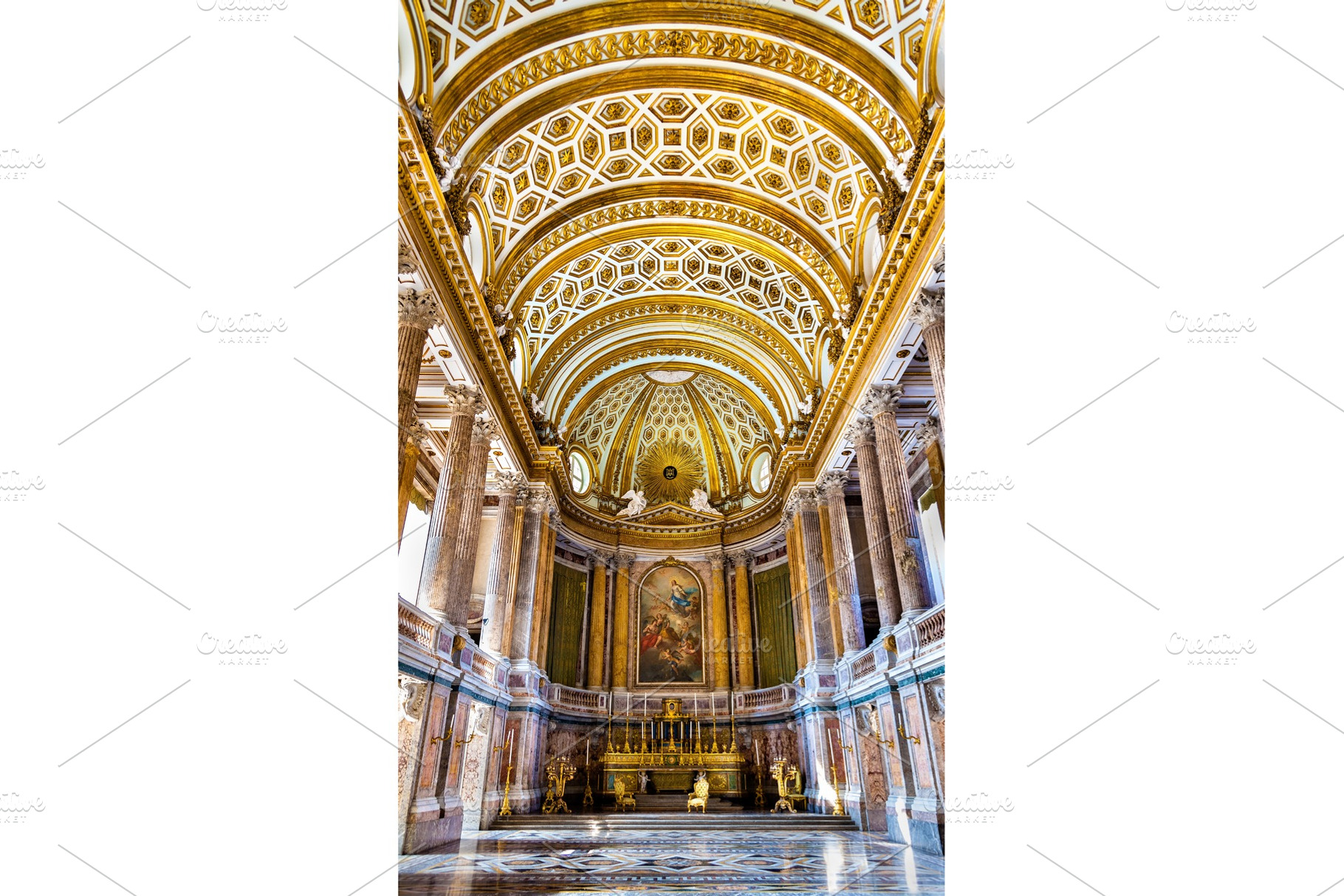 Luxury interior of reggia di caserta 18th century royal palace stock photo, an Architecture Photo by Leonid Andronov