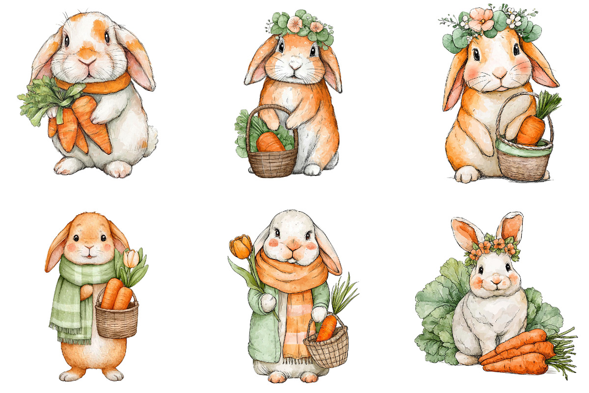 Watercolor Easter Bunny Clipart, an Illustration by Sublimation Artist (Photo 3 of 7)