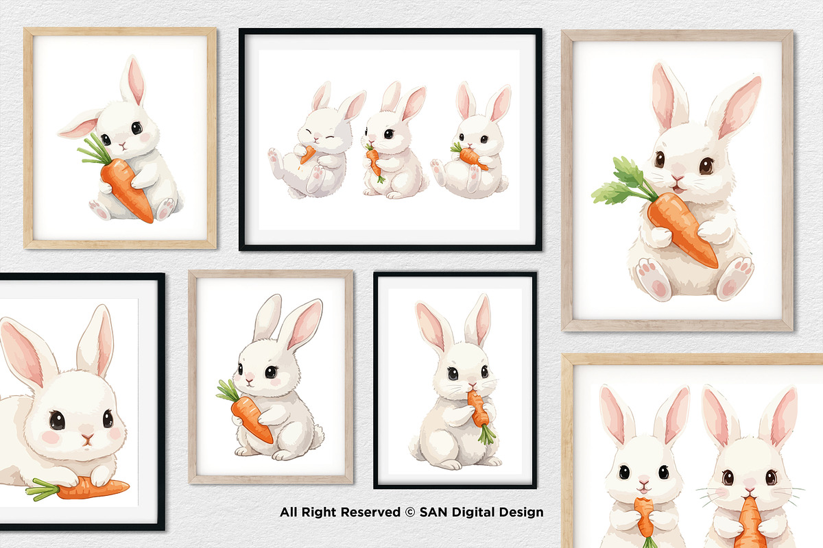 15 Bundle Watercolor White Rabbit, an Animal Illustration by Morspective (Photo 4 of 8)