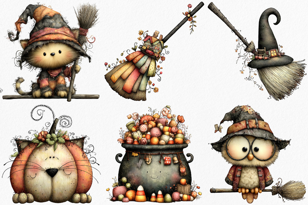 Whimsical Halloween Clipart, an Illustration by Canvas Craft (Photo 2 of 8)