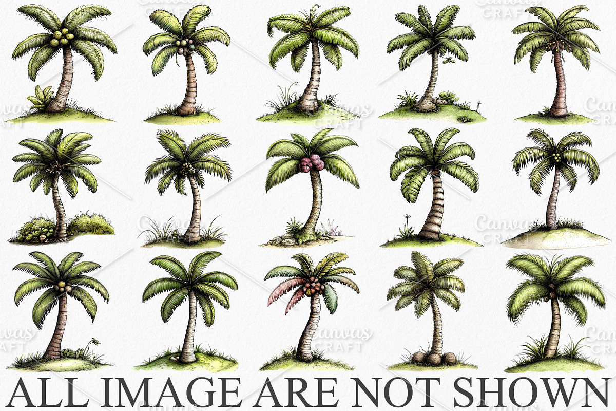 Whimsical Summer Palm Tree Clipart, an Illustration by Canvas Craft (Photo 3 of 7)