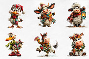 Funny Christmas Farm Animals, a Seasonal Illustration by CreationArt (Thumbnail 8 of 9)
