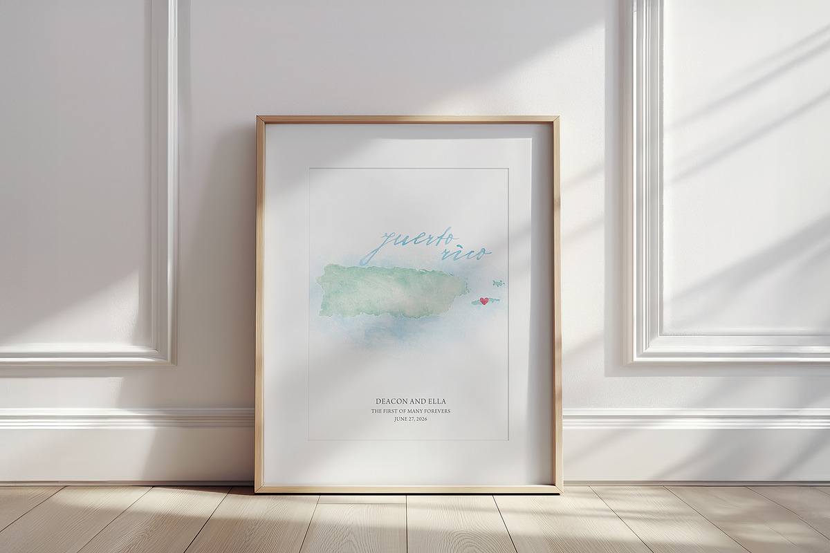 Watercolor Map of Puerto Rico, an Illustration by Beloved Paper (Photo 2 of 6)