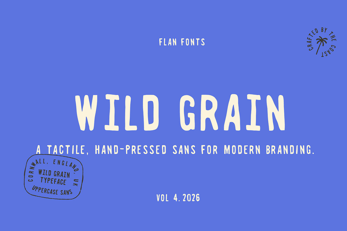 Wild Grain | A Bold Retro Stamp Sans, a Sans Serif Font by Courtney Flannagan Design (Photo 7 of 7)