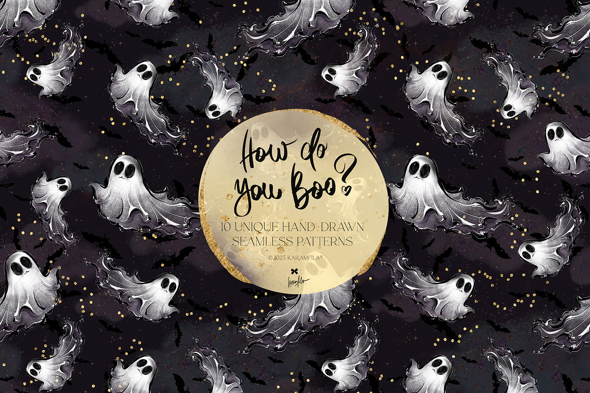 Halloween Witches Ghosts Patterns, a Pattern Graphic by KaramfilaS (Photo 12 of 18)