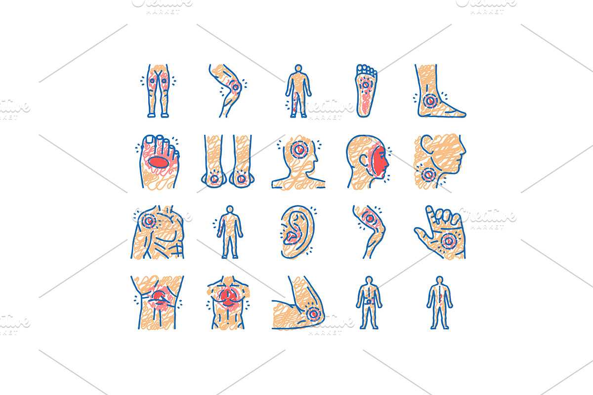 pain body ache health back icons, an Object Illustration by pikepicture