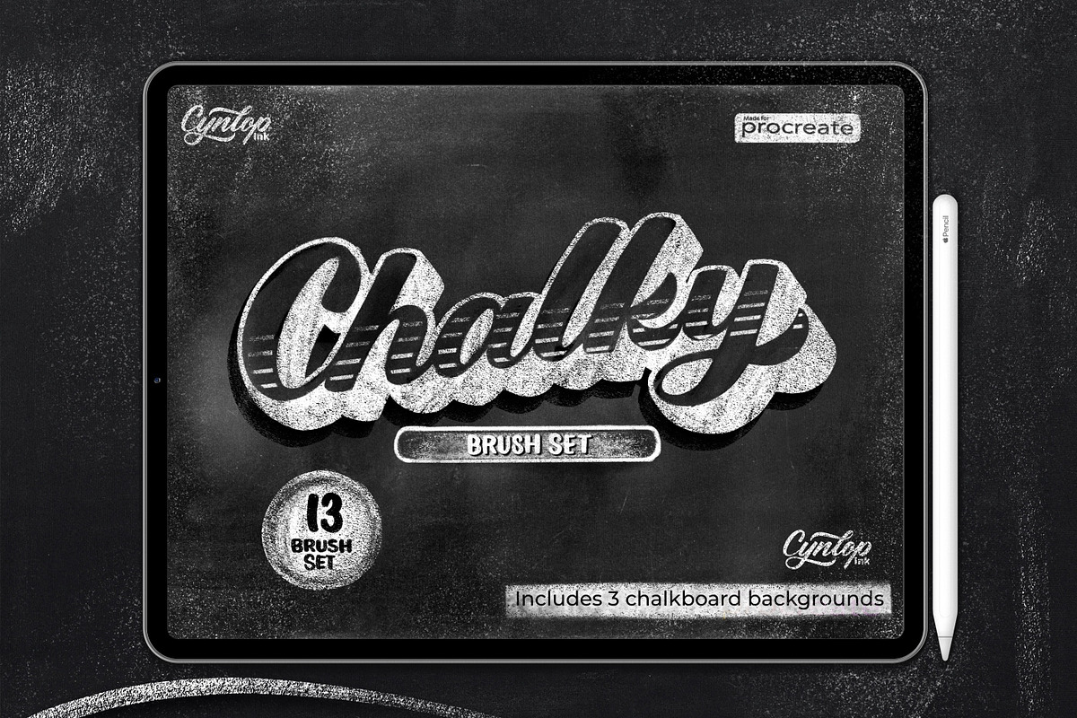 Chalky Brush Set for Procreate, a Brush Add-On by Cynlop Ink (Photo 1 of 9)