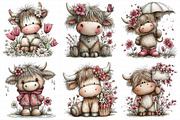Whimsical Spring Highland Cow Clipar, an Illustration by Daily.Designs (Thumbnail 4 of 8)