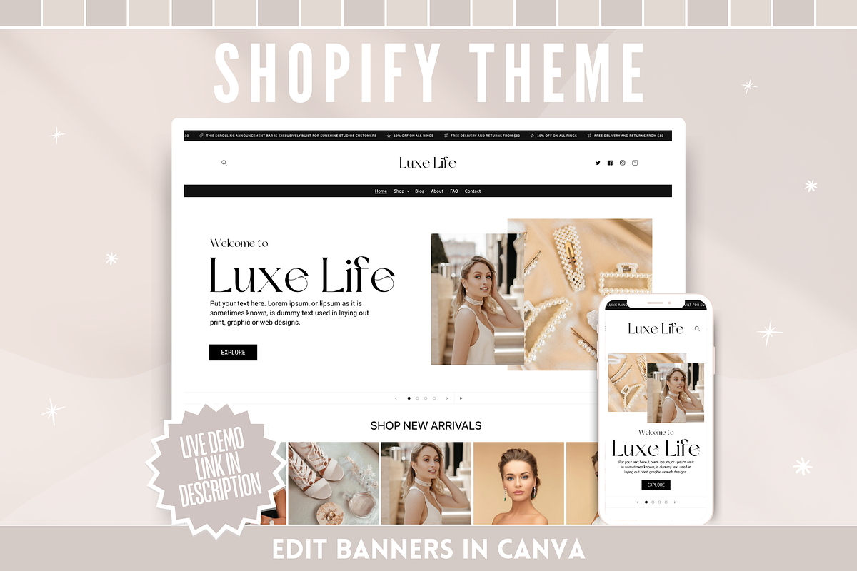 Beige Shopify Theme, a Shopify Template by SunshineStudioBoutique (Photo 1 of 9)