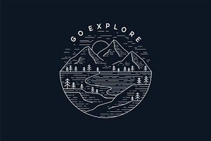 Outdoor Line Art Logo Badge 
