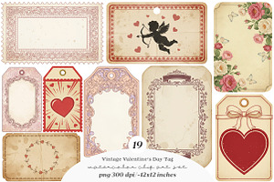 Vintage Valentine's Day Tag Printabl, an Illustration by SinaCreation