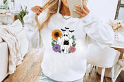 Retro Halloween Ghost And Cat Png, an Illustration by Watercolor design (Thumbnail 2 of 2)