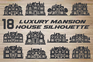 Luxury Mansion House Silhouette