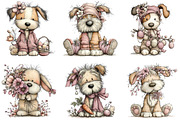Whimsical Easter Dogs Clipart, an Illustration by CraftArtStudio (Thumbnail 2 of 6)