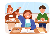 Daily routine of school girl kid set, a Person Illustration by Good Studio (Thumbnail 8 of 13)